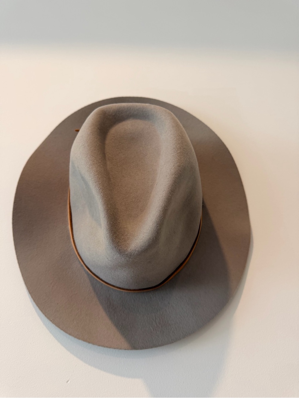 Brixton Beige Wool Felt Fedora with Brown Sweatband